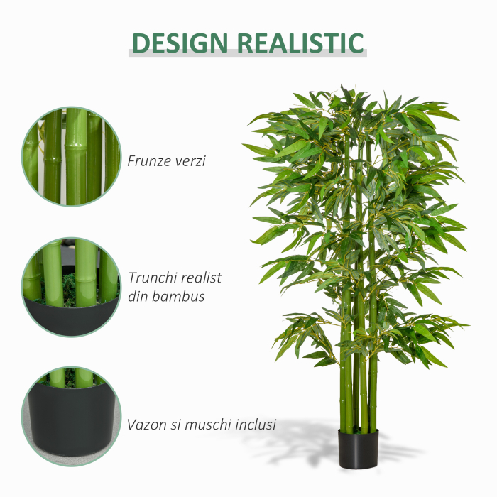  planta artificiala de bambus, cu ghiveci, 160cm, verde [5]
