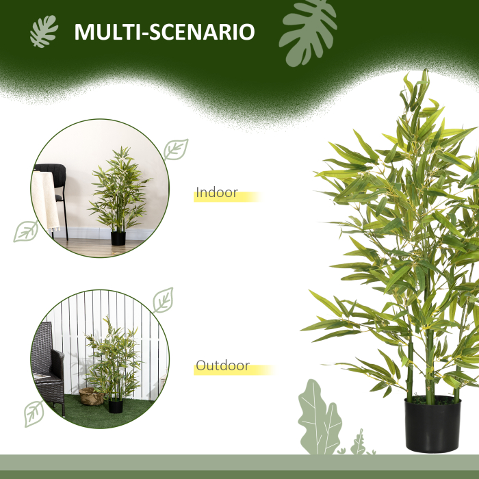  Planta Artificiala de Bambus inalta de 90 cm cu 504 Frunze din PEVA si PP Verde cu Ghiveci din Ciment Ø15x12.5 cm [5]
