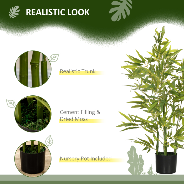  Planta Artificiala de Bambus inalta de 90 cm cu 504 Frunze din PEVA si PP Verde cu Ghiveci din Ciment Ø15x12.5 cm [4]