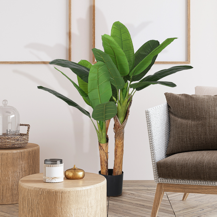  Planta artificiala de bananier, inaltime 120 cm, cu ghiveci inclus pentru interior, verde [2]