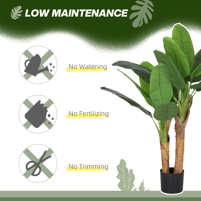  Planta artificiala de bananier, inaltime 120 cm, cu ghiveci inclus pentru interior, verde [5]