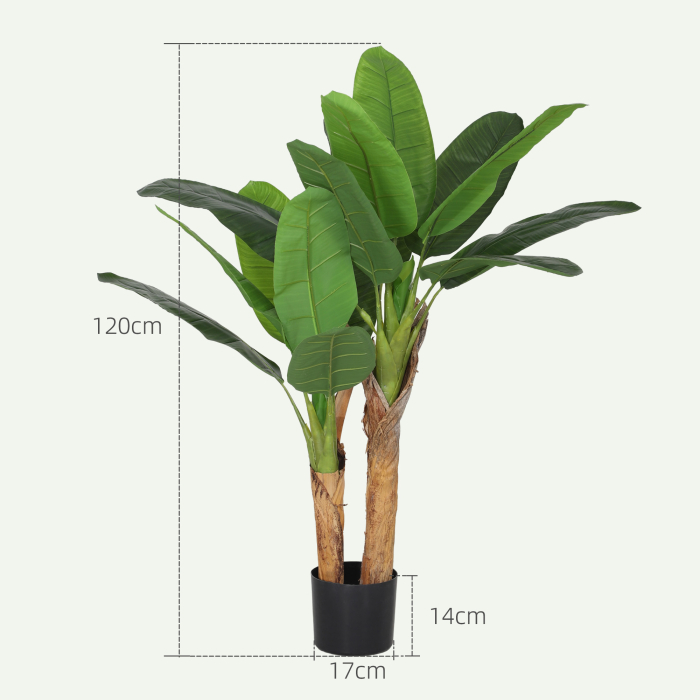  Planta artificiala de bananier, inaltime 120 cm, cu ghiveci inclus pentru interior, verde [3]