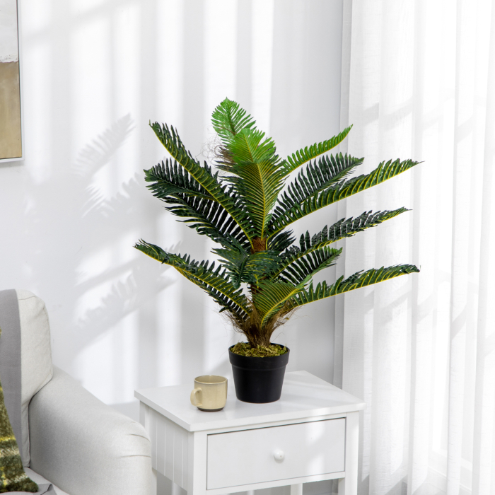  Planta Artificiala de Palma cu 18 Frunze si Vas Inclus pentru Interior, inaltime 85 cm, Verde [2]