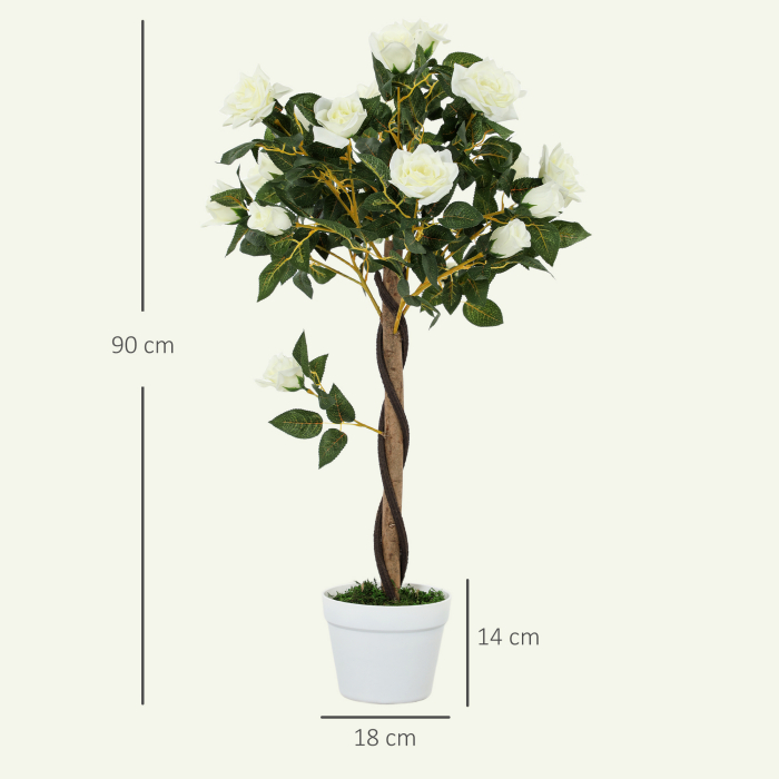  Planta Artificiala de Trandafir cu 21 de Flori Ø18x90 cm Portocaliu cu Vas [3]
