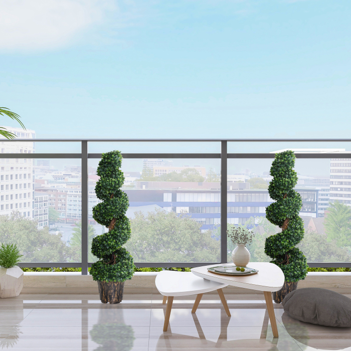  Planta Artificiala Decorativa Buxus in Spirala cu Ghiveci Inclus, Ф32x120 cm, Verde [2]