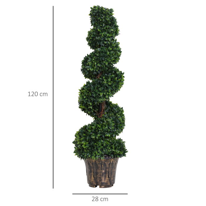  Planta Artificiala Decorativa Buxus in Spirala cu Ghiveci Inclus, Ф32x120 cm, Verde [3]