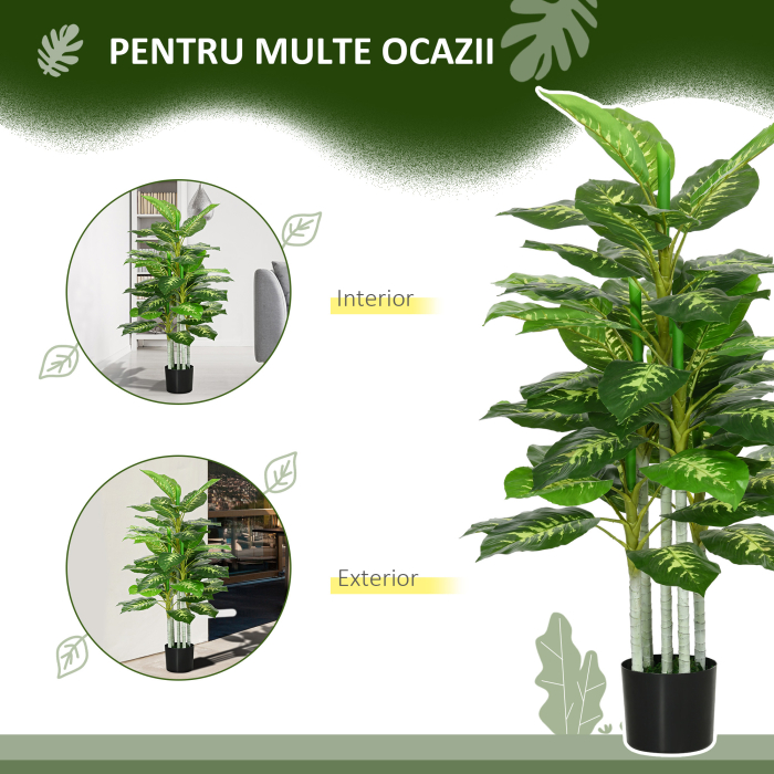  Planta Artificiala Decorativa, inalta de 120 cm, cu Ghiveci Negru pentru Interior si Exterior [5]