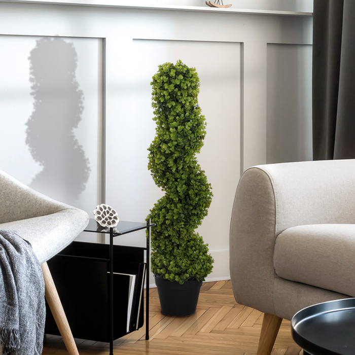  Planta Artificiala Eucalipt Spiralat cu Ghiveci Inclus Rezistent la Raze UV, Ø17,5x90 cm, Verde [7]