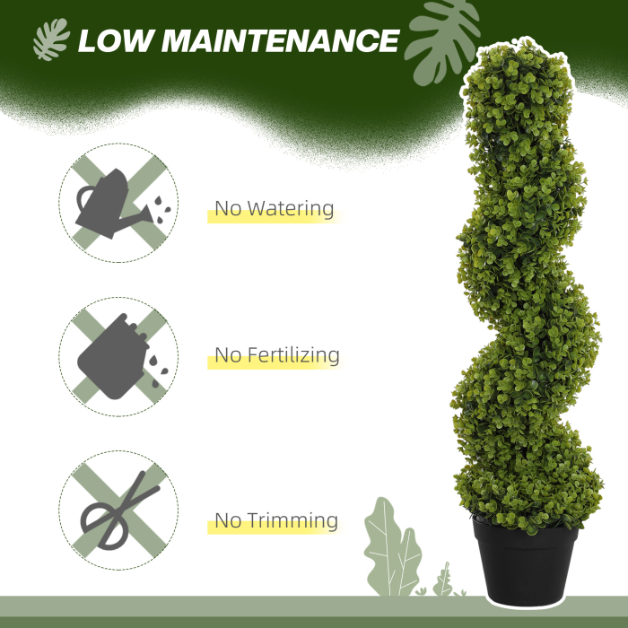  Planta Artificiala Eucalipt Spiralat cu Ghiveci Inclus Rezistent la Raze UV, Ø17,5x90 cm, Verde [6]