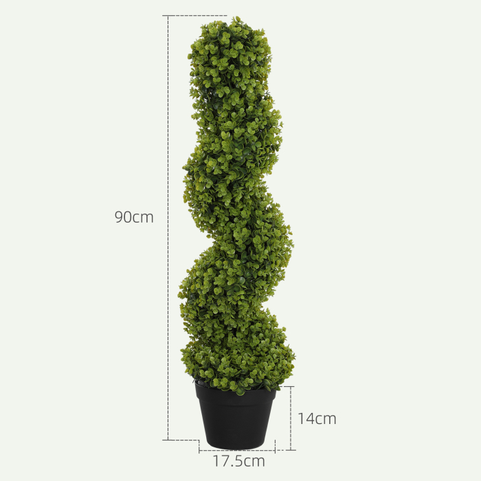  Planta Artificiala Eucalipt Spiralat cu Ghiveci Inclus Rezistent la Raze UV, Ø17,5x90 cm, Verde [3]