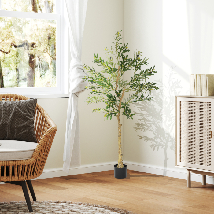  Planta Artificiala Maslin 150 cm cu 720 Frunze, 32 Masline si Ghiveci [2]