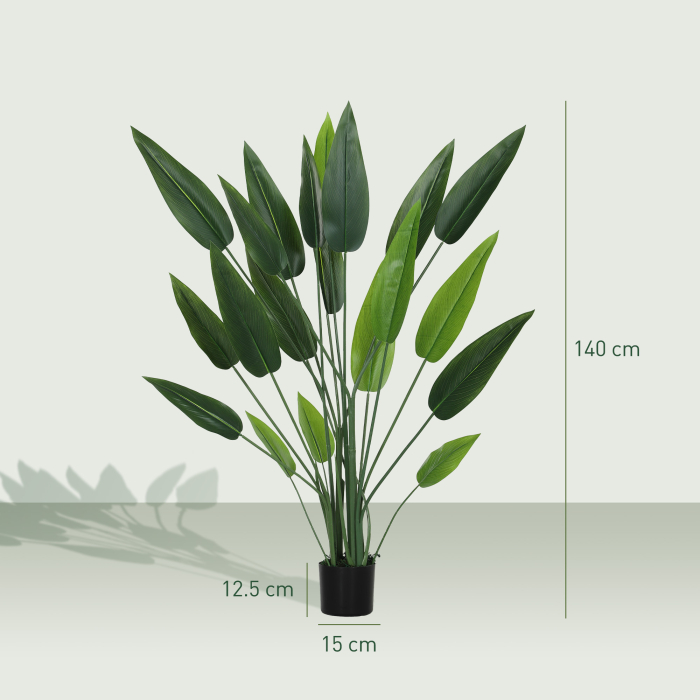 Planta artificiala verde Pasarea Paradisului cu 20 de frunze, 140 cm, cu ghiveci, din PE, PEVA si PP [3]