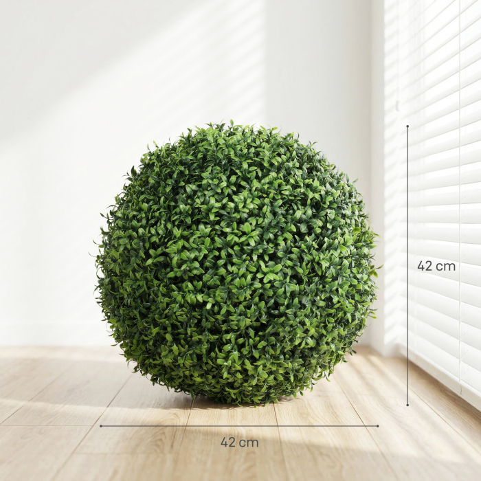  Plante Decorative Artificiale din Buxus cu 682 de Frunze, Rezistente la UV, inaltime 42 cm [3]