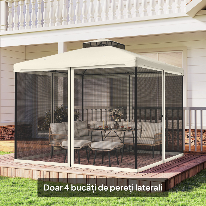  Plasa de Tantari pentru Corturi cu Perdele de Rezerva Universale cu Balamale, 302x207cm - Negru / Bej [9]