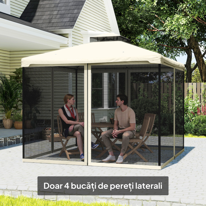  Plasa de Tantari pentru Corturi cu Perdele de Rezerva Universale cu Balamale, 302x207cm - Negru / Bej [8]