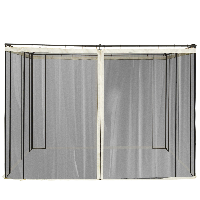  Plasa de Tantari pentru Corturi cu Perdele de Rezerva Universale cu Balamale, 302x207cm - Negru / Bej [2]