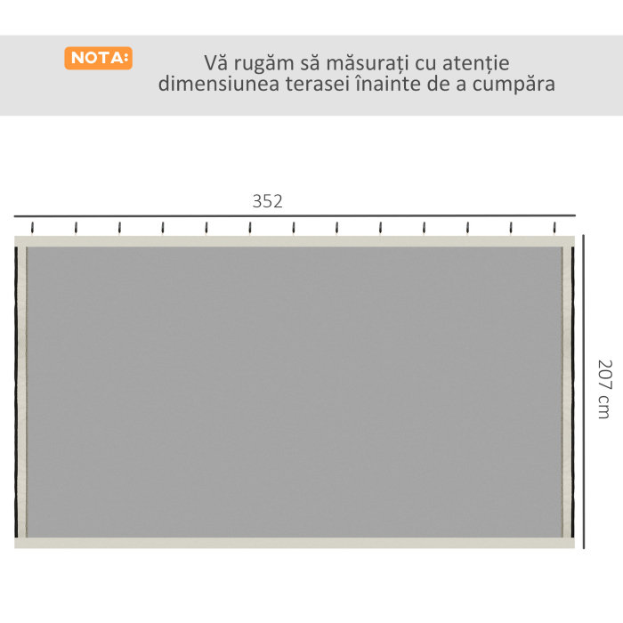  Plasa de Tantari pentru Corturi cu Perdele de Rezerva Universale cu Balamale, 335x207cm - Negru / Bej [3]
