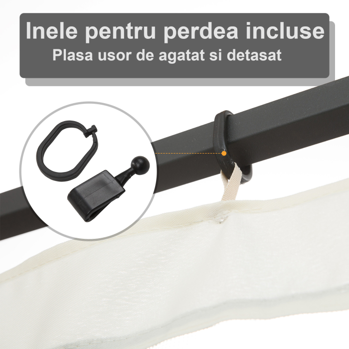  Plasa de Tantari pentru Corturi cu Perdele de Rezerva Universale cu Balamale, 335x207cm - Negru / Bej [5]