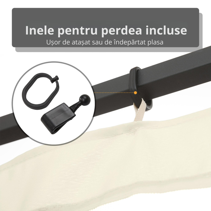  Plasa tantari Foisor 352×207 cm - Fermoar, Negru & Bej [4]