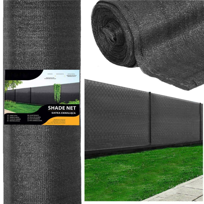 Plasa umbrire si intimitate pentru gard, 1.5m latime, 50m lungime, 140g densitate, gri [1]