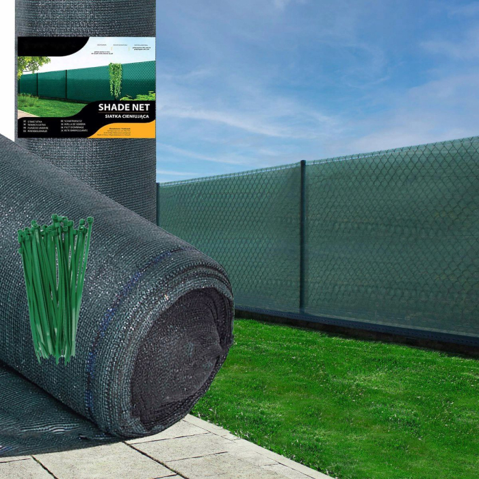 Plasa umbrire si intimitate pentru gard, 1.5m latime, 50m lungime, 140g densitate, verde [2]