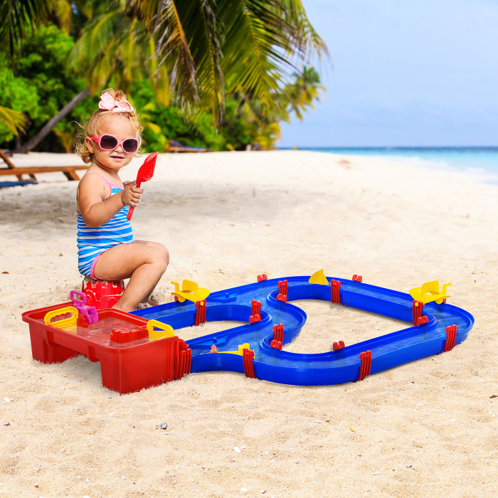  Playset pentru apa 53 Piese pentru Copii 3-6 Ani, din PP, 123x90x7cm, Albastru si Rosu [2]