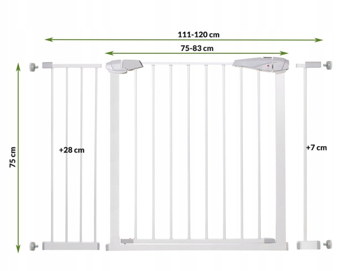 Poarta de siguranta Safety Gate pentru scari, ajustabila 111-120 cm, din otel, alba [7]