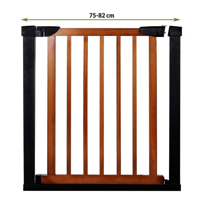 Poarta de siguranta Safety Gate pentru scari, ajustabila 75-82 cm, din otel si lemn, negru maro [6]