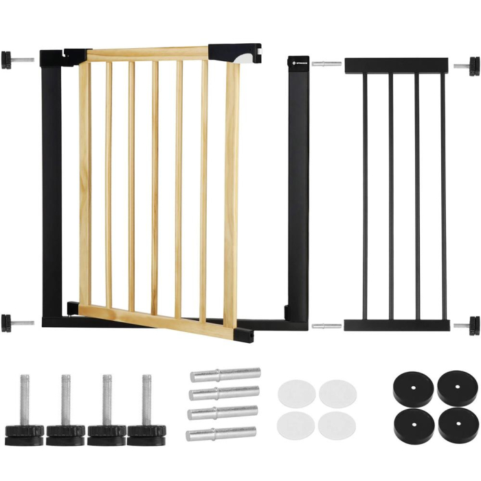 Poarta de siguranta Safety Gate pentru scari, ajustabila, din lemn cu structura otel, 103-110cm, negru maro [4]