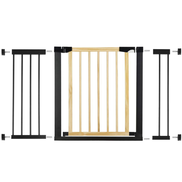 Poarta de siguranta Safety Gate pentru scari, ajustabila, din lemn cu structura otel, 117-124cm, negru maro [1]