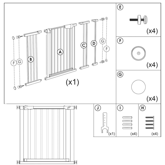 Poarta de siguranta Safety Gate pentru scari, ajustabila, din lemn cu structura otel, 117-124cm, negru maro [8]