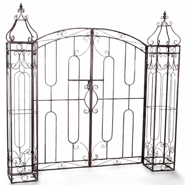 Poarta pentru gradina metalica decorativa, suport plante cataratoare, 170x26x163 cm, stil vintage maro antichizat [2]