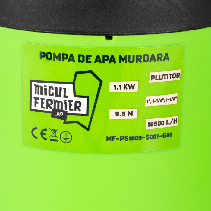 Pompa apa murdara cu plutitor, 1.1 kW, 18500l/h, 9.5m [7]