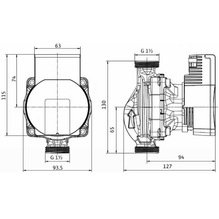 Pompa de circulatie Giacomini P76WIY016 (Wilo Para), 25-130/7, inaltime pompare 7 m H2O, racord G 1 1/2" filet exterior, lungime 130 mm [6]