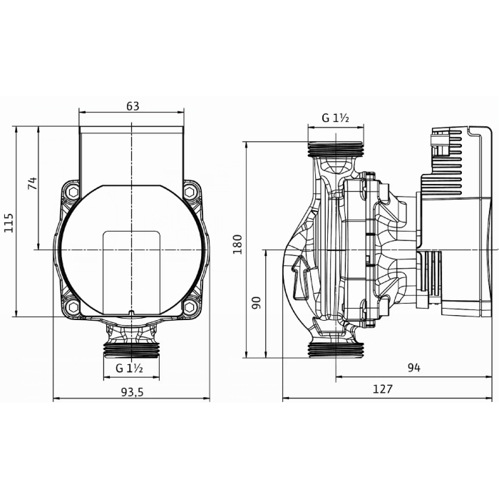 Pompa de circulatie Giacomini P76WIY017 (Wilo Para), 25-180/7, inaltime pompare 7 m H2O, racord G 1 1/2" filet exterior, lungime 180 mm [6]