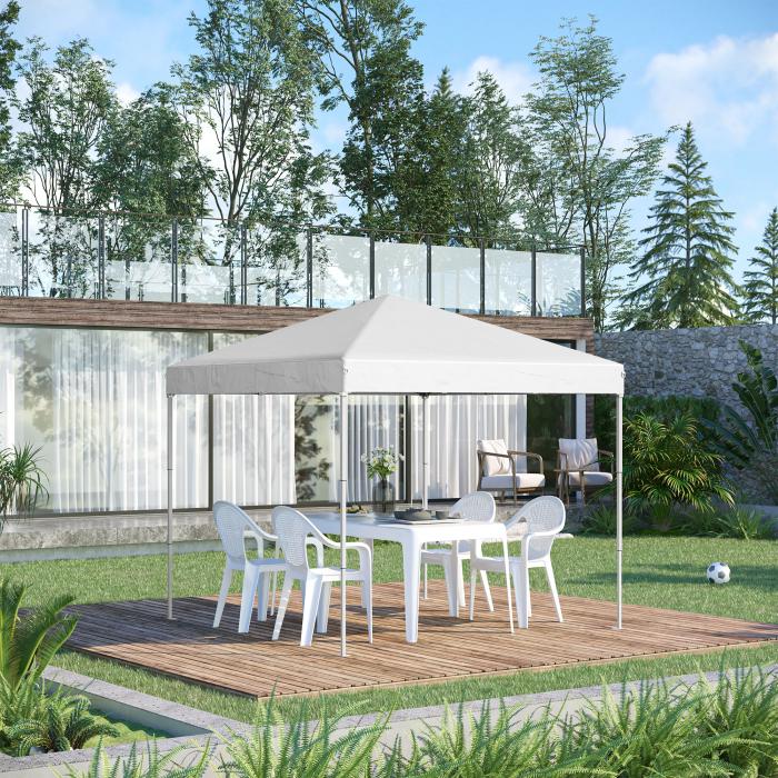  Pop Up Foisor 2,45 x 2,45 m rezistent la apa cu franghii si cuie de otel si tesatura Oxford alba [2]