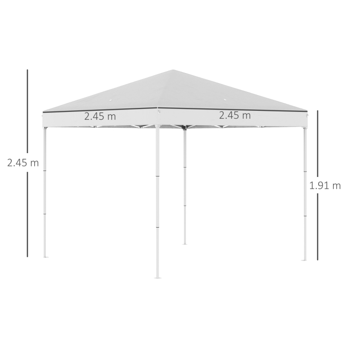  Pop Up Foisor 2,45 x 2,45 m rezistent la apa cu franghii si cuie de otel si tesatura Oxford alba [3]