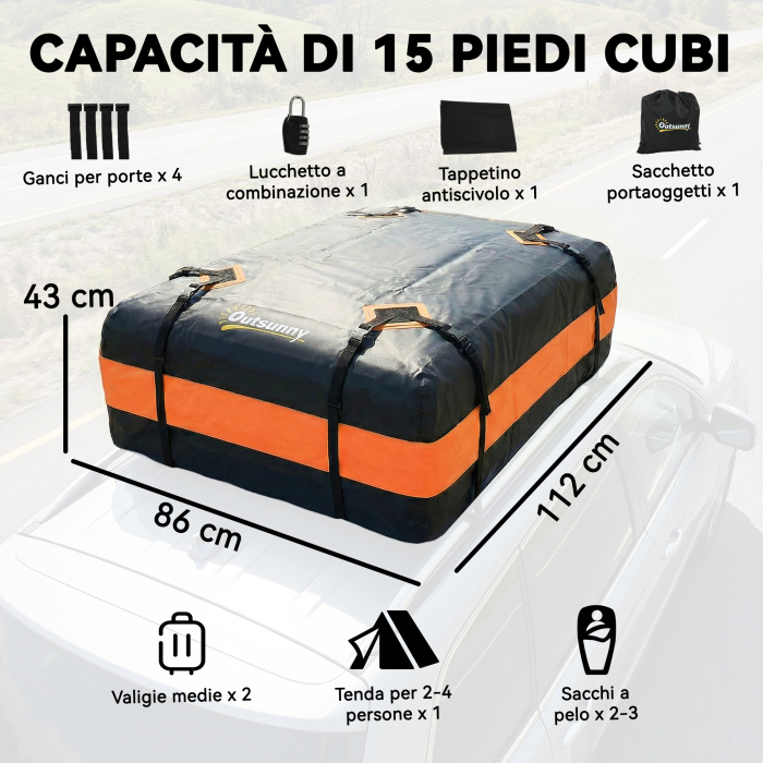  Portbagaj de acoperis impermeabil, 425 L, portocaliu [3]