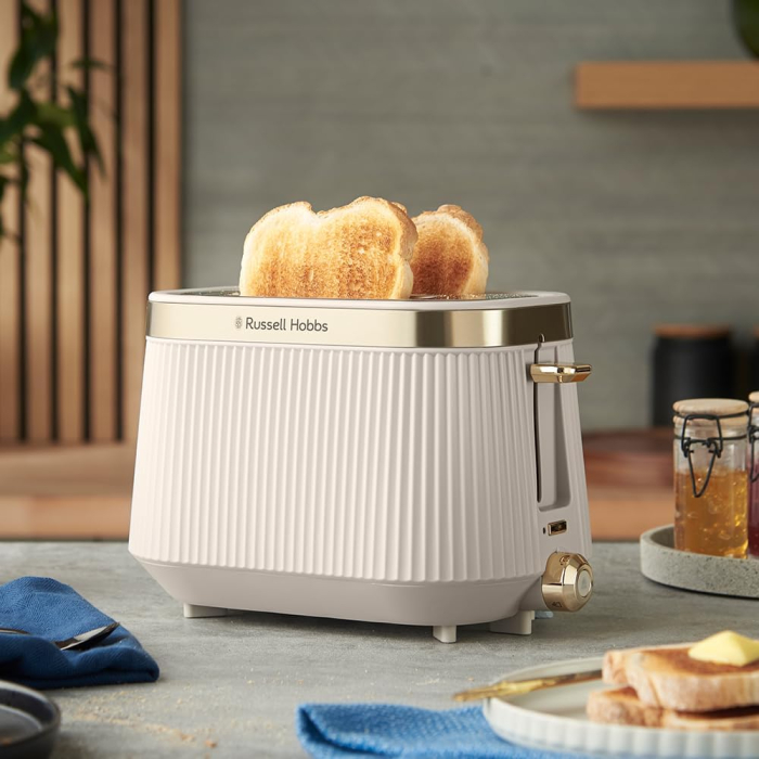 Prajitor de paine 2 felii Russell Hobbs 26761-56 Bronte, 980W, 6 niveluri rumenire, lift & look, functie dezghetare, Stone [2]