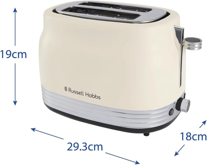 Prajitor de paine 2 felii Russell Hobbs 28650-56 Hanley Jasmine, 900W, design retro, 6 niveluri, functie dezghetare/reincalzire, Jasmine Alb [9]