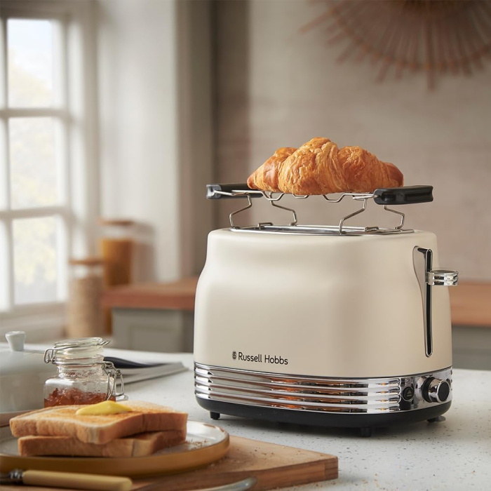 Prajitor de paine 2 felii Russell Hobbs 28650-56 Hanley Jasmine, 900W, design retro, 6 niveluri, functie dezghetare/reincalzire, Jasmine Alb [7]