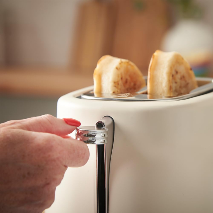 Prajitor de paine 2 felii Russell Hobbs 28650-56 Hanley Jasmine, 900W, design retro, 6 niveluri, functie dezghetare/reincalzire, Jasmine Alb [3]