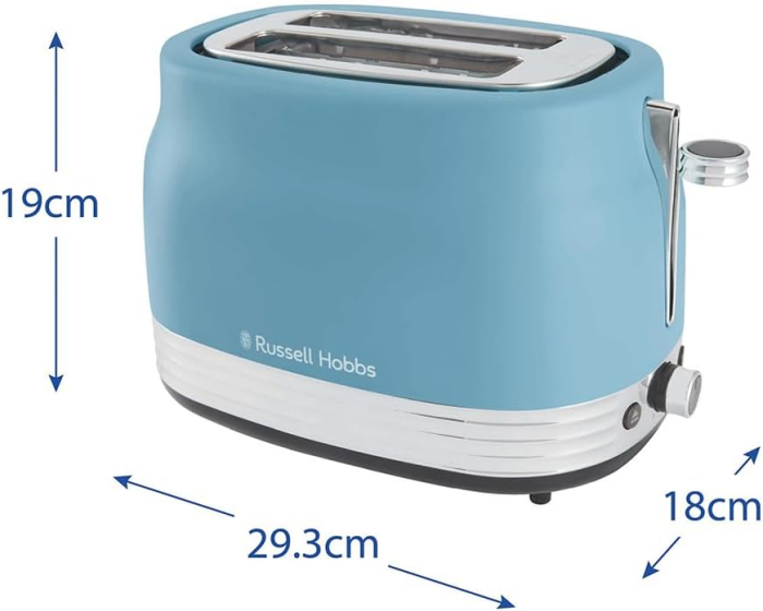 Prajitor de paine 2 felii Russell Hobbs 28651-56 Hanley, 900W, design retro, 6 niveluri, functie dezghetare/reincalzire, Albastru Retro [8]
