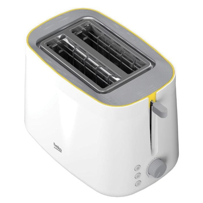 Prajitor de paine Beko TAM4220W, 800 W, 2 felii, 7 niveluri de rumenire, fante extra-large, functie 3 in 1, alb/gri [3]