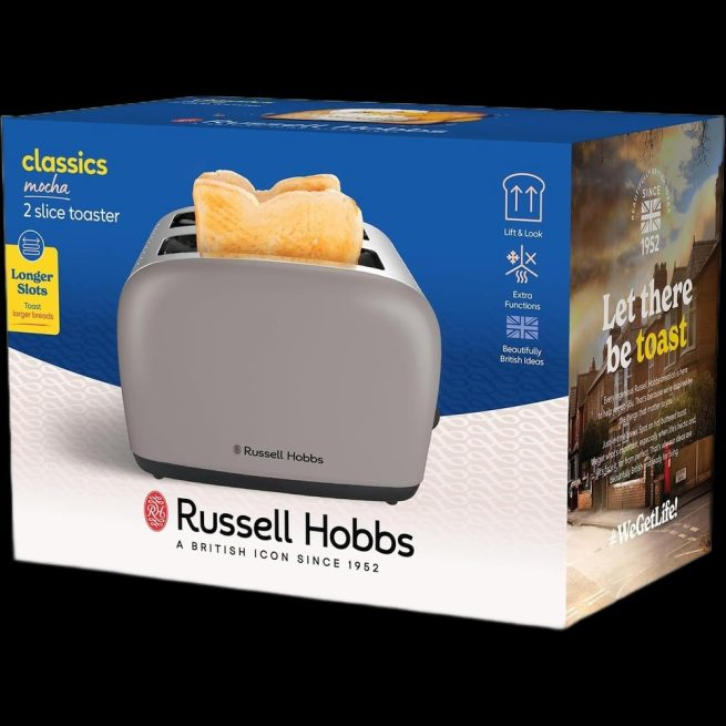 Prajitor de paine Russell Hobbs Colours Plus, 2 fante, gratar chifle, tava firimituri detasabila, functie decongelare, maro [9]