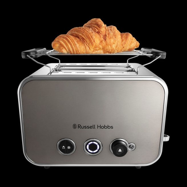 Prajitor de paine Russell Hobbs Distinctions, 2 fante, gratar chifle, tava firimituri detasabila, design premium, titan [9]
