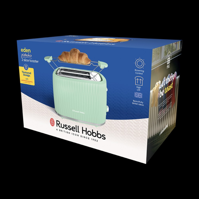 Prajitor de paine Russell Hobbs Eden, 2 fante, gratar chifle, tava firimituri detasabila, design modern, verde [2]