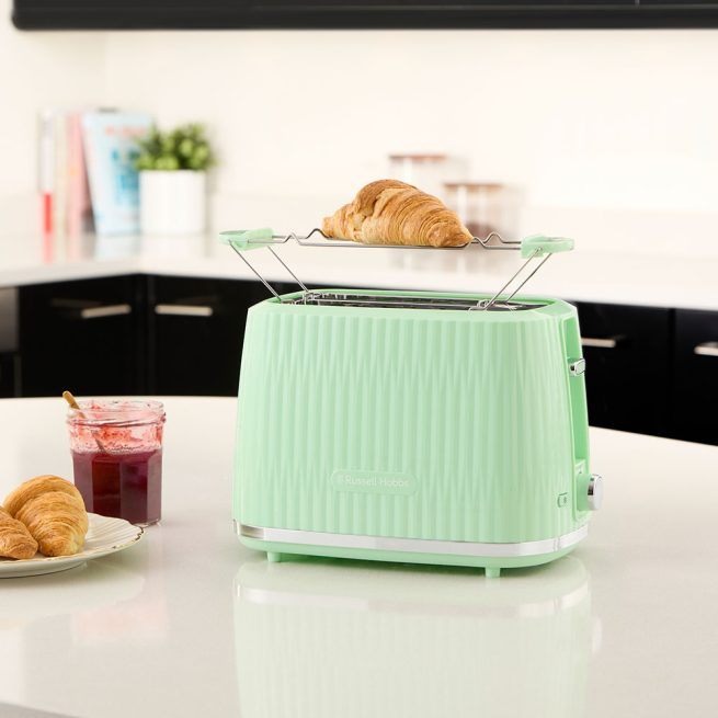 Prajitor de paine Russell Hobbs Eden, 2 fante, gratar chifle, tava firimituri detasabila, design modern, verde [9]