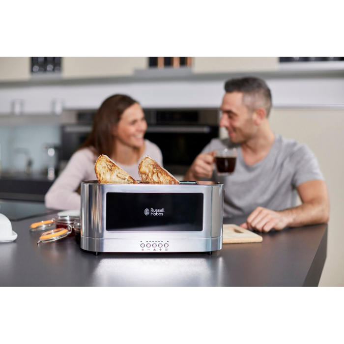 Prajitor de paine Russell Hobbs Elegance, 2 fante, gratar chifle, tava firimituri detasabila, design elegant, argintiu [3]