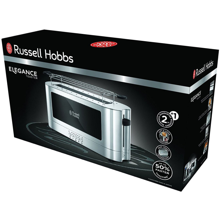 Prajitor de paine Russell Hobbs Elegance, 2 fante, gratar chifle, tava firimituri detasabila, design elegant, argintiu [6]